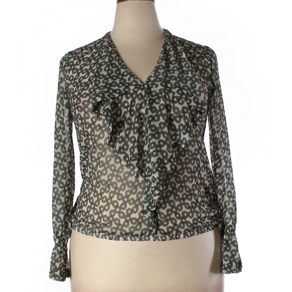 Zara Tops - Zara Sheer Patterned Long Sleeve Blouse Size XL